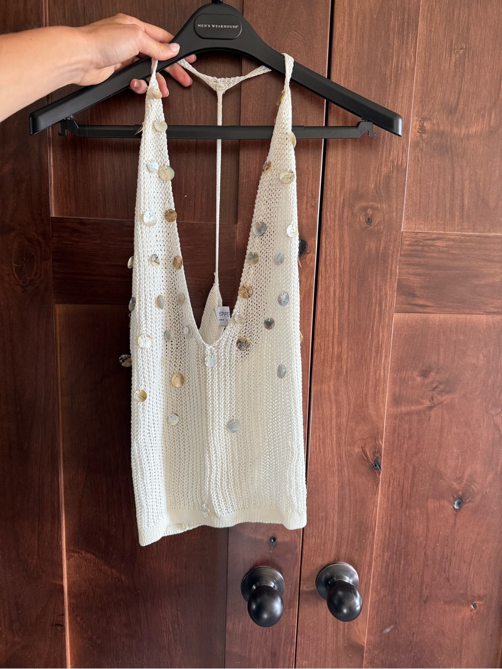 Peppermayo Cream Maxi Knit Skirt with Sequin Accents - Picture 2 of 4